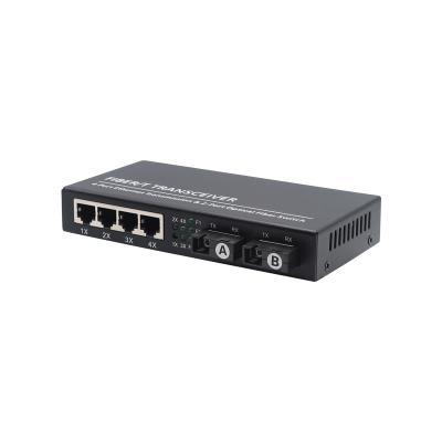 China XICOM 1000M 2 Port 4RJ45 Single Mode Fiber LH Simplex Converter XC-CM2F4E for sale