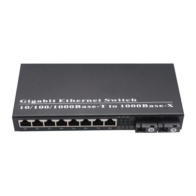 China XICOM 1000M 2 Fiber Port 8 RJ45 Single Mode Ethernet Switch Left Simplex Converter 196mm*89mm*26mm for sale