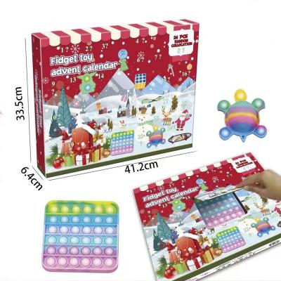 China New Children's Toys Christmas Busy Person Toy Push Noise Silicone Advent Calendar Toy Set Package For Children for sale