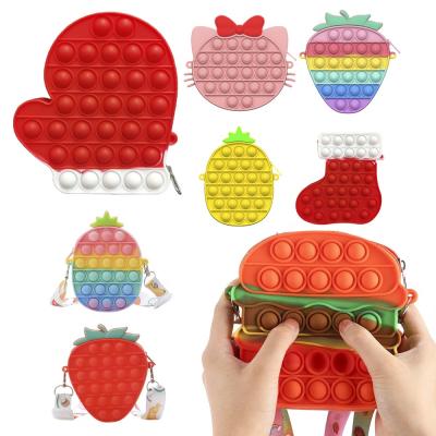 China New Eco-Friendly Silicone Autism Push Rainbow Squeeze Package Push Noise Bubble Squeeze Sensory Fidget Toys Jump Bags for sale