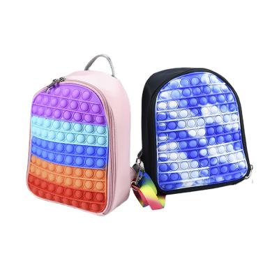 China Unisex Adjustable Schoolbags Girls Silicone Strap Poppings Busy Person Sensory Toys Educate Backpack Bags for sale