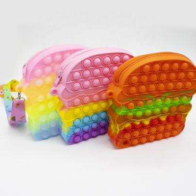 China Silicone Toy For Kids Amazon Pop Purse Shoulder Bag Burger Bustle Toy Silicone Pop Crossbody Bag Buster Bag for sale