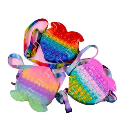 China Eco-Friendly Hot Sale Mini Rainbow Push Pop Bubble Fishing Rowdy Bag Coin Purse for sale