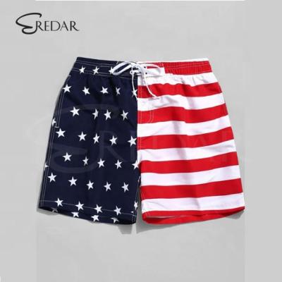 China Viable Custom Wholesale OEM Supplier American Flag Print Dongguan Board Hawaii Beach Casual Shorts For Men for sale