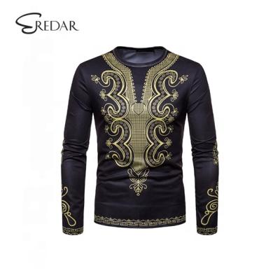 China Cotton Dongguan Supplier Men Clothes Dashiki African Tee Shirt Hip Hop Streetwear Printing O-Neck Long Sleeve T Shirt Brand New for sale