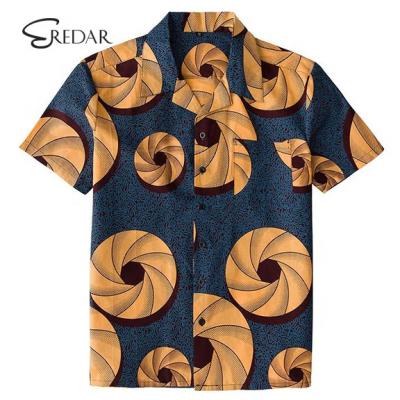 China High Quality Factory Made African Print Cotton Down Shirt 90s Vintage Style Big Dashiki Men's Ethnic African Shirt for sale