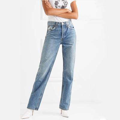 China Other newcomers 90s-style jeans, straight-leg jeans, ankle length edging blue jeans for sale