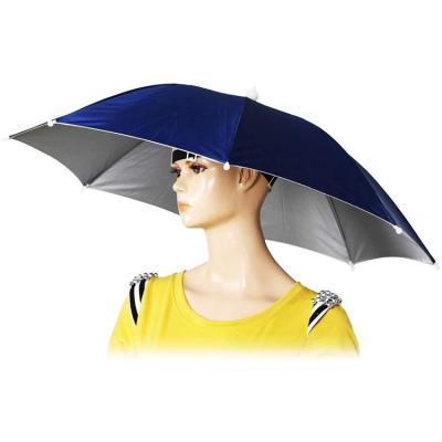 China The hat umbrella 26 in. Diameter Folded Loose-Belt Fishing Head Umbrella Head Fishing Umbrella Sun Hat (Dark Blue) for sale