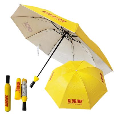 China Wine bottle umbrella factory product customer logo printing yellow color wine bottle umbrella for sale