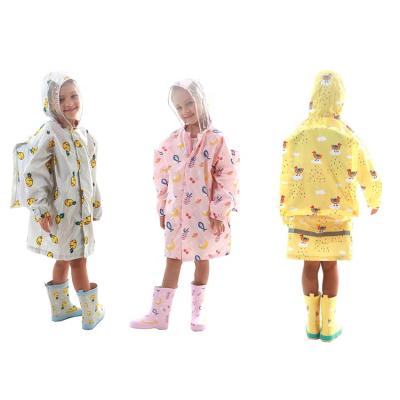 China Windproof raincoats children's raincoats cartoon pattern cartoon children's raincoat with schoolbag cover enbihouse child's raincoat for sale