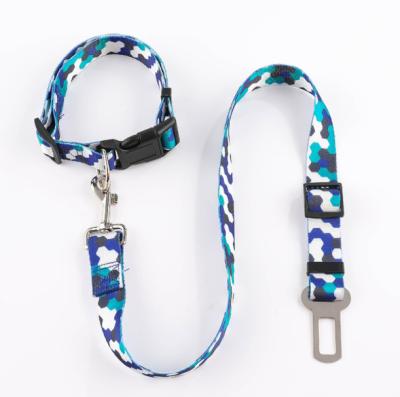 China Adjustable Polyester Car Dog Leash Pet Car Seat Belt Pet Driving Safety Rope Collar Set for sale