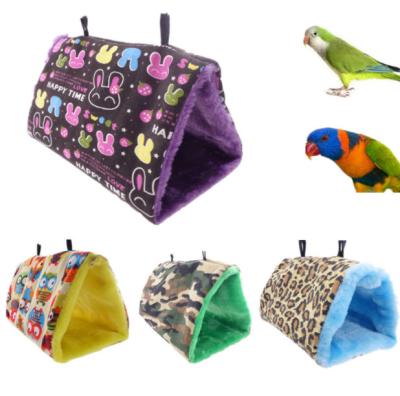 China Soft Plush Cave Mat Parrot Small Animal Swing Toy Cage Hammock Pet Bird Stocked Hanging Warm Bed for sale