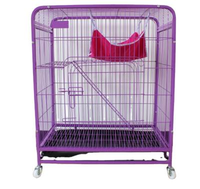 China Breathable Large Cat Cage House Animal Pet Cage With Wheel Folding Cat Villa for sale