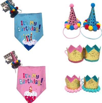 China Custom Viable Logo Printing Happy Birthday Bandana Dog Hat Dog Birthday Triangle Scarf for sale