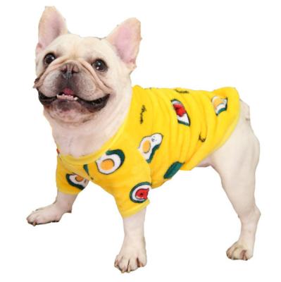 China Viable Warm Wholesale Dog Apparel Winter Print Pet Pajamas Coral Fleece Clothes For Cats for sale