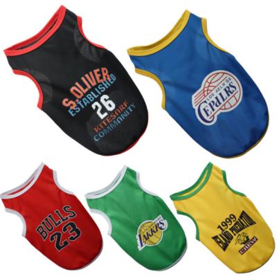 China New Quick-Drying Pet Clothes Summer Dog Vest Stocked Breathable Basketball Clothes For Small And Medium Dogs for sale