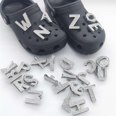 China Shoe Charms 18-30mm 26 Letters Numbers Alphabets Designer Metal Shoe Charms Buckles Accessories Decorations for sale