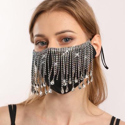 China Fashion Rhinestones Facemasks Sparkle Masquerade Black Fashion Bling Crystal Face Decoration for sale