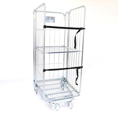 China Supermarket Collapsible Collapsible Stackable Heavy Duty Stackable Mesh Storage Roll Cage Trolley from China for sale