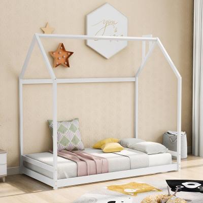 China Environmental Material Solid Wooden Canopy Bed Montessori Floor Kids Bed Baby Sleeping Bed for sale