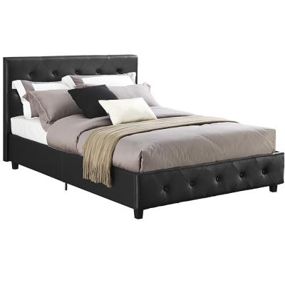 China Bedroom Furniture Customized King Size Easy Assembly Convertible Platform Bed Black Upholstered Frame With Headboard for sale