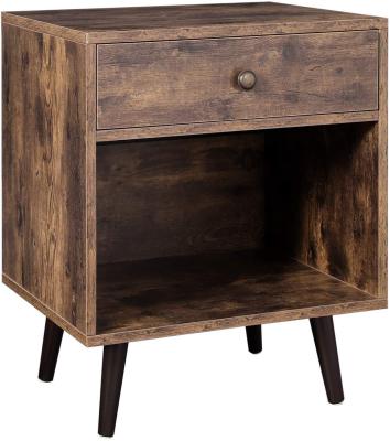 China (Other) Nightstand Adjustable Wood Accent Table with Metal Frame Side Table with Storage Drawer and Shelf for sale