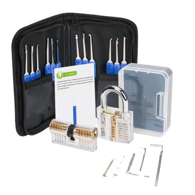 China Locksmith Training Skill 17pcs SUS304 Hardware Lock Pick Lockpicking Tools Set With Padlock 2 for sale