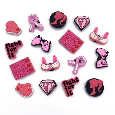 China Charms For Garden designer PVC breast cancer prevention clog shoe decoration girls clog shoe charm for sale