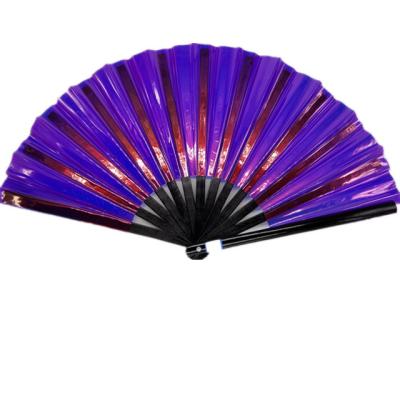 China Multicolor Foldable Hand Fans Plastic PVC Kung Fu Bamboo Folding Fan for sale