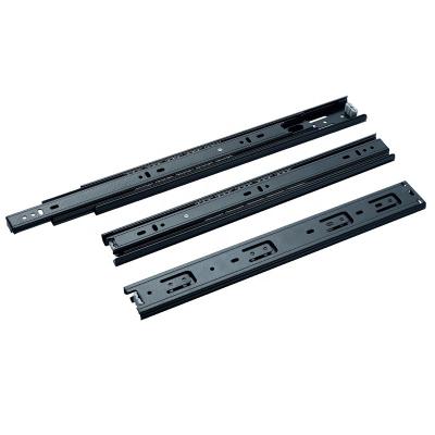 China Modern Iron Black Spray Paint Ball Bearing Drawer Channel 3 Fold Drawer Slide for sale