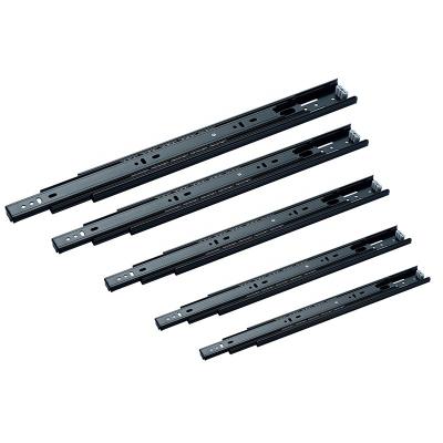 China Durable Custom 3 Fold Sections Supporting Black Drawer Slide Cabinet Drawer Slide Rail for sale