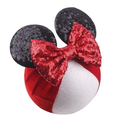 China Environmentally Friendly Bow Mouse Baby Hair Accessories Kids Mouse Sequin Headbands Children's Mouse Sequin Headbands for sale