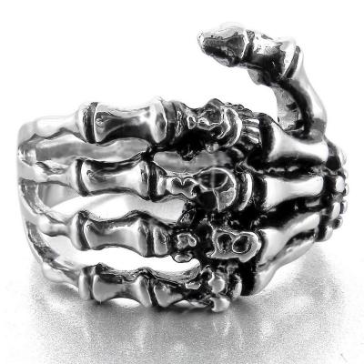 China Environmental friendly New men Retro ring skeleton ring dark punk claw hand bone index finger ring for sale