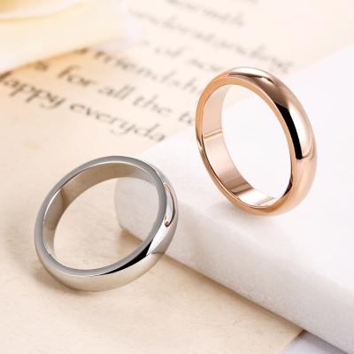 China Wide Shiny Gold Plain Wide Silver/Gold/Rose Gold Plain Ring Environmental Friendly Stainless Steel Ring Couples Ring for sale