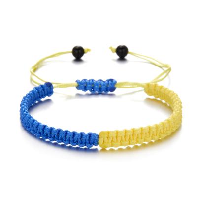 China Ukraine Handwoven Adjustable Bracelet Color Block Lead Free Ukrainian Blue Yellow Bracelet Bangle for sale