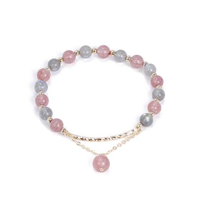 China Lead Free Strawberry Moonstone Crystal Bracelet Gray Women Transfer Simple Crystal Design Institute Bracelet for sale