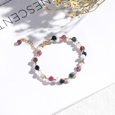 China Lead Free Circle Lucky Tourmaline Bracelet Pure Pearl Crystal Bracelet Diy Handmade Single for sale