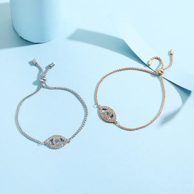 China Lead Free Jewelry Supply Alloy Diamond Adjustment Eye Devil's Eye Bangle Bracelet for sale