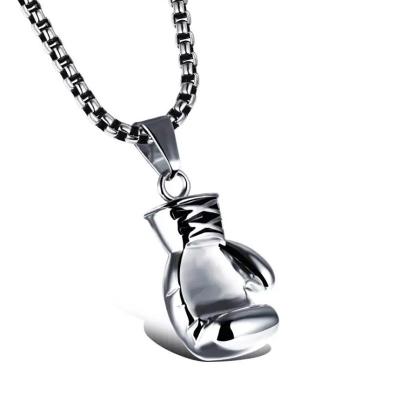 China Lead Free Men's Women's Boxing Necklace Stainless Steel Jewelry Pendant Fist Set Box Chain Necklaces for sale