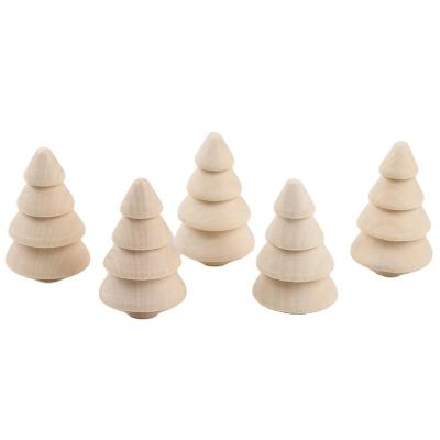 China Art Deco Wholesale Wooden Peg Doll Unpainted Christmas Trees for DIY Tree Kid Graffiti Drawing for sale