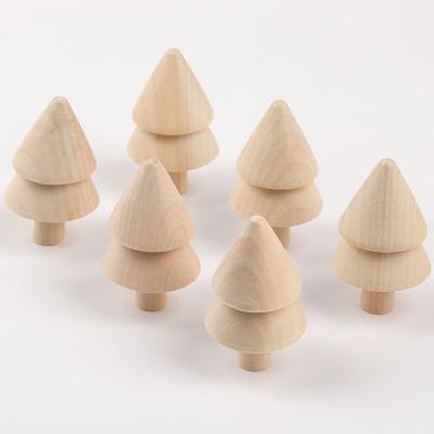 China Art Deco Wholesale Wooden Peg Doll Unpainted Christmas Trees for DIY Painting for sale