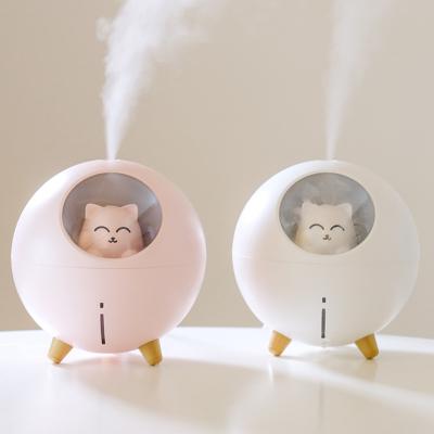 China 2021 Best Selling Car Cute Cat Mini Portable Air Mist Usb Ultrasonic Humidifier With Color Night Light for sale