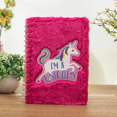 China Plush leather notebook, custom series kawaii notebook, unicorn notebook cover for sale