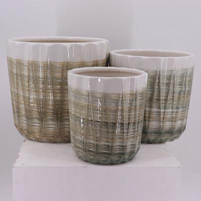 China Modern Custom Round Succulent Planter Pot Double Color Ceramic Flower Pots for sale