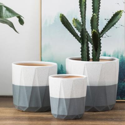 China Modern Chinese Wholesale Handmade Porcelain Indoor Round Planter Designed Flower Pots for sale