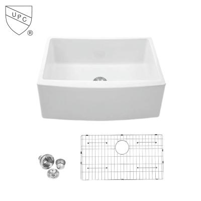 China Without Faucet Factory Farmhouse Apron Front Kitchen Sinks Ceramic Bowl White Reversible Porcelain Sink for sale