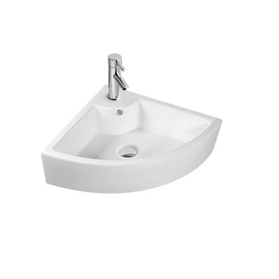 China Easy Clean European Bathroom Sanitaryware Ceramic Corner Small Size White Bathroom Sink for sale