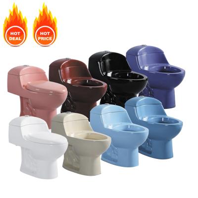 China Hot Selling South America Colorful Siphon Cheap Price One Piece Bathroom Composting Double-flush Toilet for sale