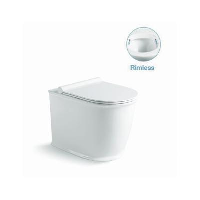 China Chaozhou factory wholesale Rimless Double-flow back to the wall WC piss washdown floor toilet for sale