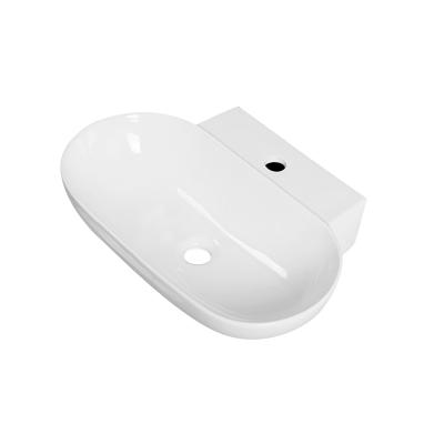 China Sustainable Manufacturer Handmade Custom Oval White Porcelain Fireclay Above Counter Wash Basin Sink Water Tank for sale